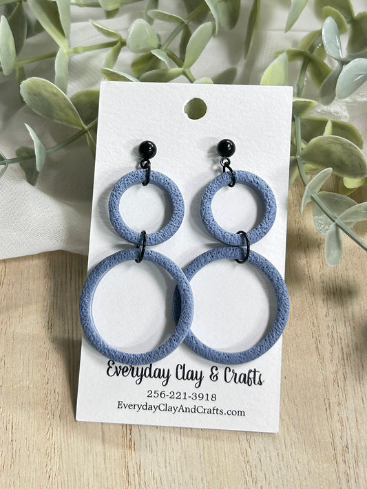 Dangle Double Hoop Earrings - Dusty Blue