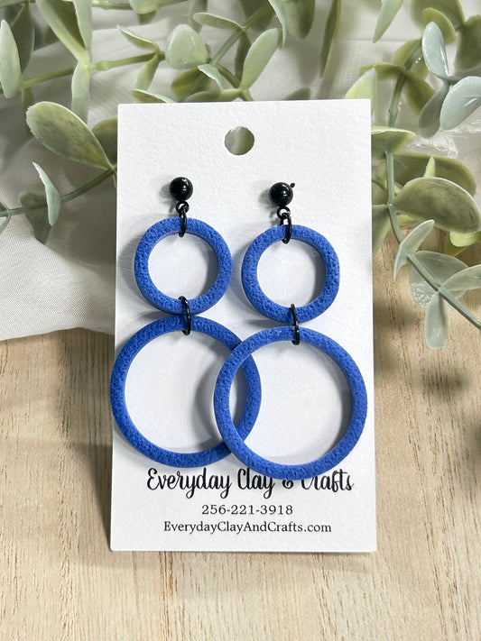 Dangle Double Hoop Earrings - Blue