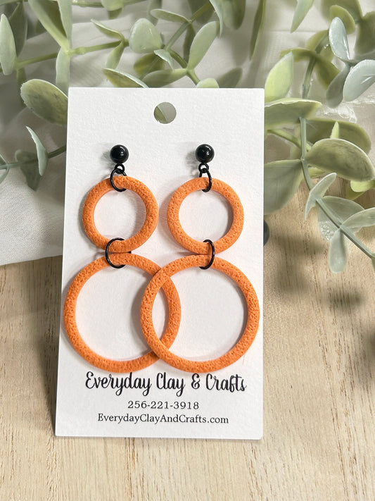 Dangle Double Hoop Earrings - Orange