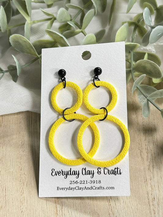 Dangle Double Hoop Earrings - Yellow
