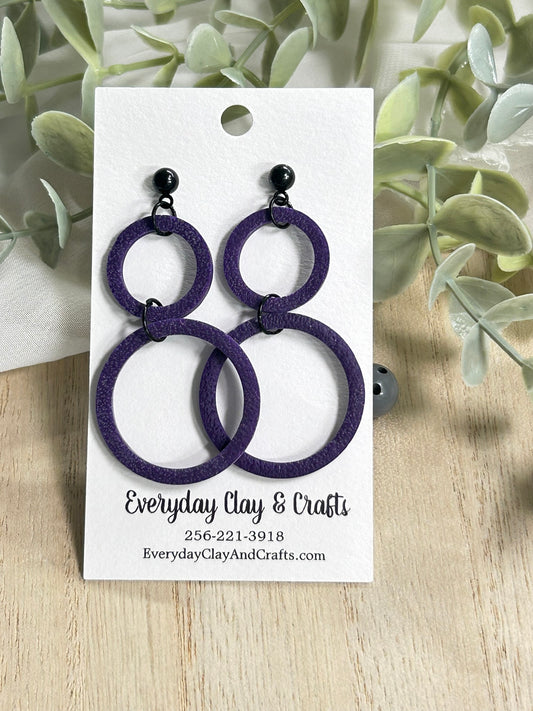 Dangle Double Hoop Earrings - Purple